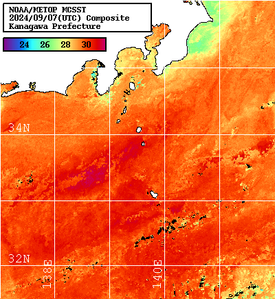 NOAA、MetOp 人工衛星画像 検索結果, 水温分布を図示