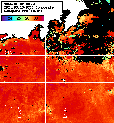 NOAA、MetOp 人工衛星画像 検索結果, 水温分布を図示