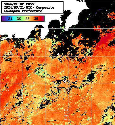 NOAA、MetOp 人工衛星画像 検索結果, 水温分布を図示