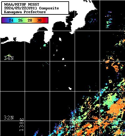 NOAA、MetOp 人工衛星画像 検索結果, 水温分布を図示