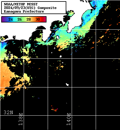 NOAA、MetOp 人工衛星画像 検索結果, 水温分布を図示