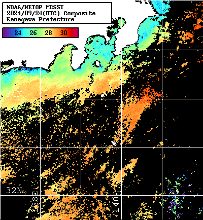 NOAA、MetOp 人工衛星画像 検索結果, 水温分布を図示