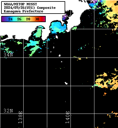 NOAA、MetOp 人工衛星画像 検索結果, 水温分布を図示