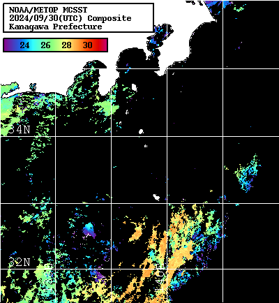 NOAA、MetOp 人工衛星画像 検索結果, 水温分布を図示