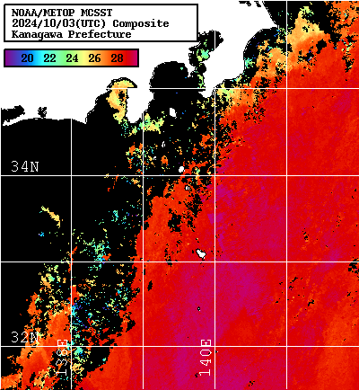 NOAA、MetOp 人工衛星画像 検索結果, 水温分布を図示