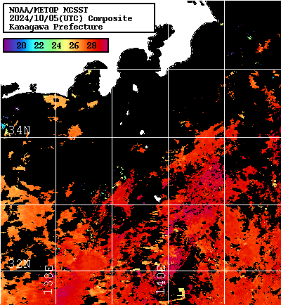 NOAA、MetOp 人工衛星画像 検索結果, 水温分布を図示