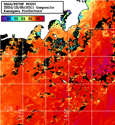 NOAA、MetOp 人工衛星画像 検索結果, 水温分布を図示
