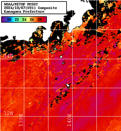 NOAA、MetOp 人工衛星画像 検索結果, 水温分布を図示