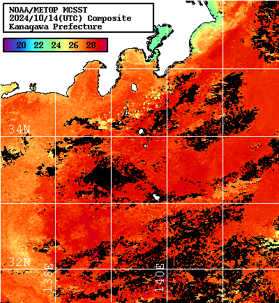 NOAA、MetOp 人工衛星画像 検索結果, 水温分布を図示