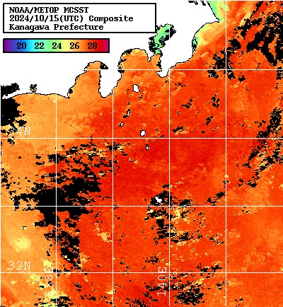 NOAA、MetOp 人工衛星画像 検索結果, 水温分布を図示