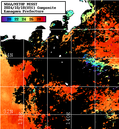 NOAA、MetOp 人工衛星画像 検索結果, 水温分布を図示