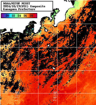 NOAA、MetOp 人工衛星画像 検索結果, 水温分布を図示