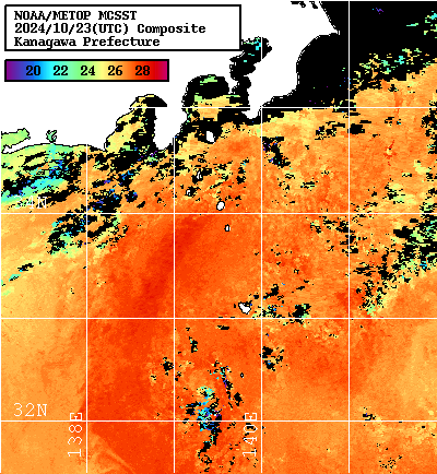 NOAA、MetOp 人工衛星画像 検索結果, 水温分布を図示