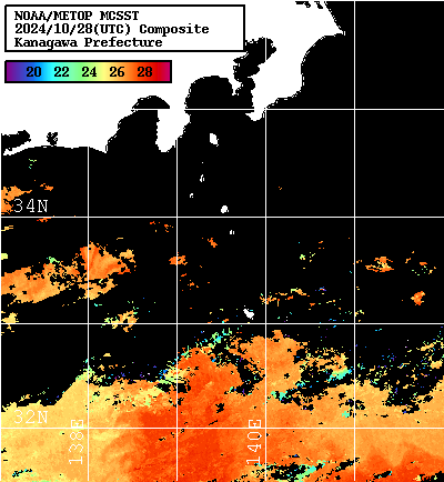 NOAA、MetOp 人工衛星画像 検索結果, 水温分布を図示