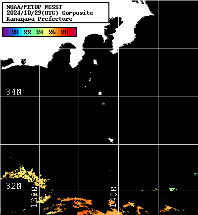 NOAA、MetOp 人工衛星画像 検索結果, 水温分布を図示