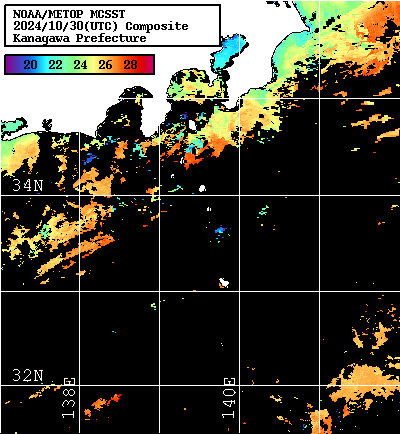 NOAA、MetOp 人工衛星画像 検索結果, 水温分布を図示