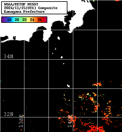 NOAA、MetOp 人工衛星画像 検索結果, 水温分布を図示