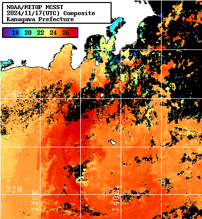 NOAA、MetOp 人工衛星画像 検索結果, 水温分布を図示