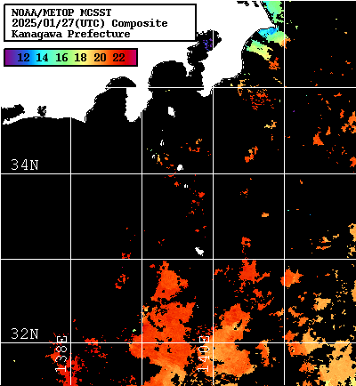 NOAA、MetOp 人工衛星画像 検索結果, 水温分布を図示
