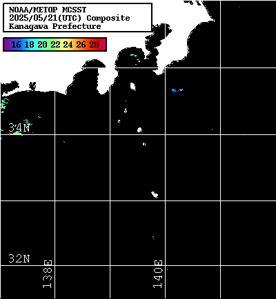 NOAA、MetOp 人工衛星画像 検索結果, 水温分布を図示