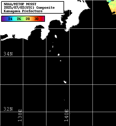 NOAA、MetOp 人工衛星画像 検索結果, 水温分布を図示