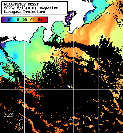 NOAA、MetOp 人工衛星画像 検索結果, 水温分布を図示