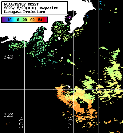 NOAA、MetOp 人工衛星画像 検索結果, 水温分布を図示