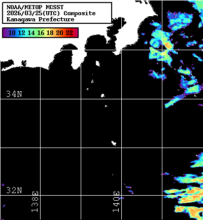 NOAA、MetOp 人工衛星画像 検索結果, 水温分布を図示