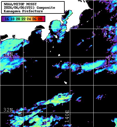 NOAA、MetOp 人工衛星画像 検索結果, 水温分布を図示