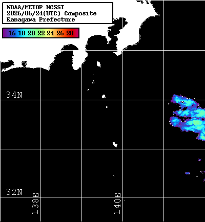 NOAA、MetOp 人工衛星画像 検索結果, 水温分布を図示