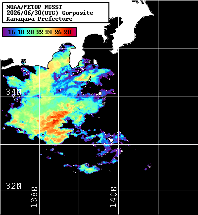 NOAA、MetOp 人工衛星画像 検索結果, 水温分布を図示