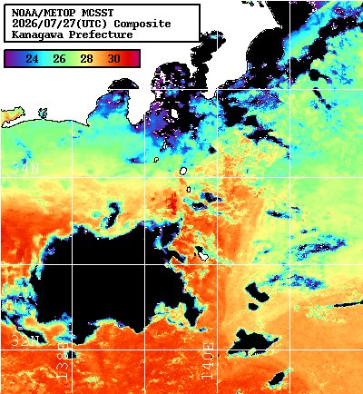 NOAA、MetOp 人工衛星画像 検索結果, 水温分布を図示