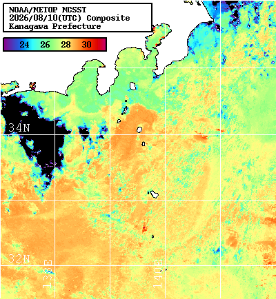 NOAA、MetOp 人工衛星画像 検索結果, 水温分布を図示