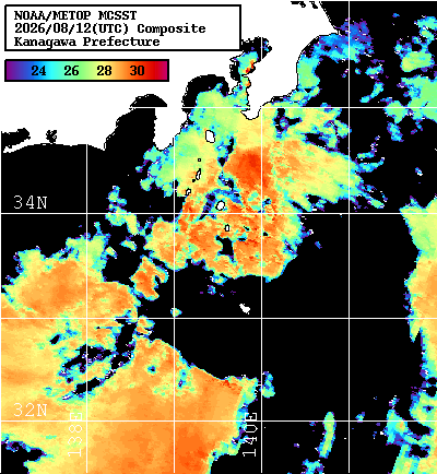 NOAA、MetOp 人工衛星画像 検索結果, 水温分布を図示