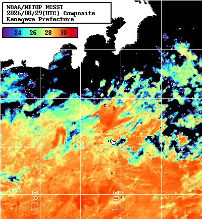 NOAA、MetOp 人工衛星画像 検索結果, 水温分布を図示
