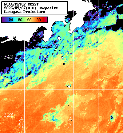 NOAA、MetOp 人工衛星画像 検索結果, 水温分布を図示