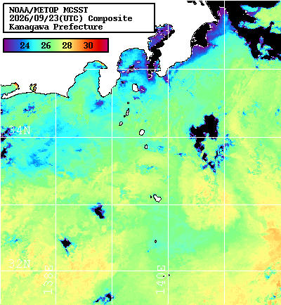 NOAA、MetOp 人工衛星画像 検索結果, 水温分布を図示