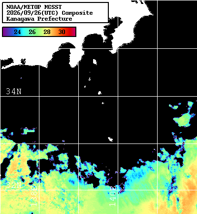 NOAA、MetOp 人工衛星画像 検索結果, 水温分布を図示