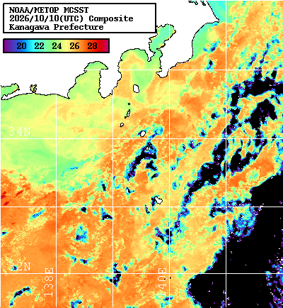 NOAA、MetOp 人工衛星画像 検索結果, 水温分布を図示