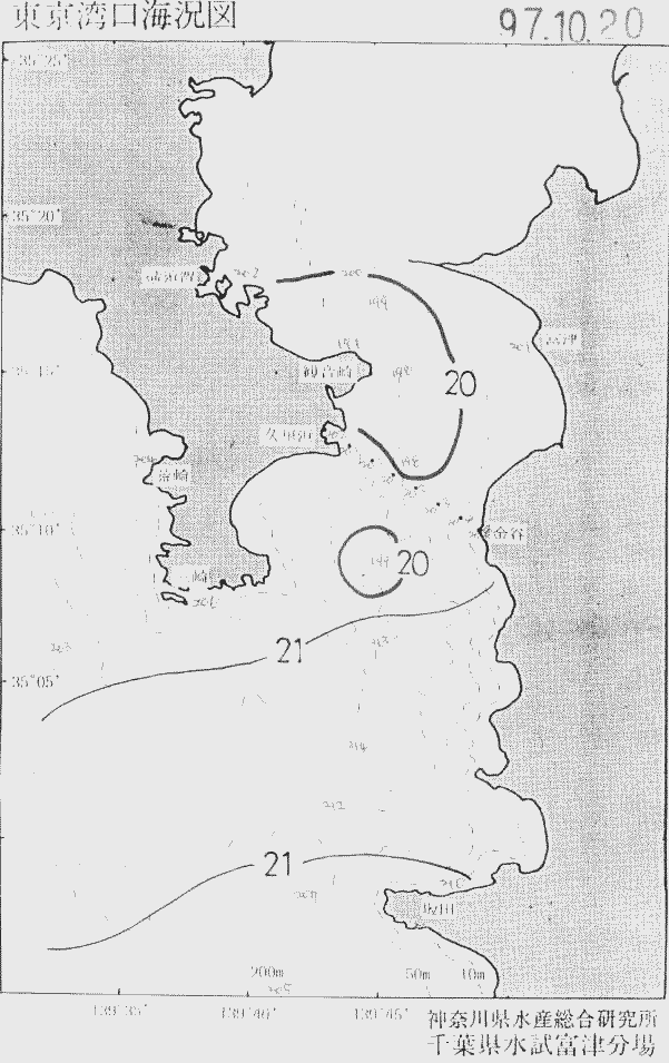 海況図, 東京湾口海況図 検索結果, (水温分布 等を図示)