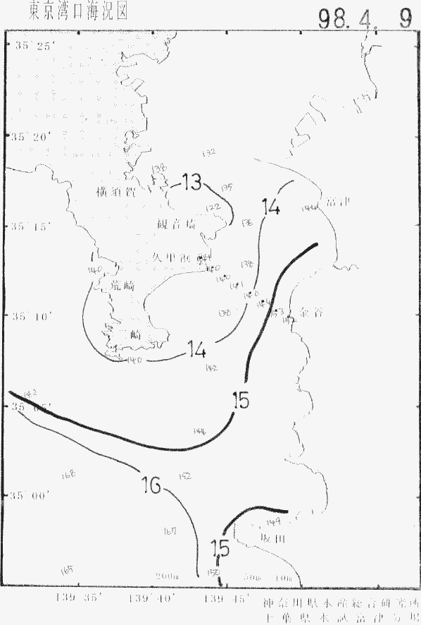 海況図, 東京湾口海況図 検索結果, (水温分布 等を図示)