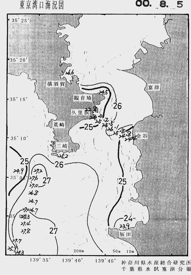 海況図, 東京湾口海況図 検索結果, (水温分布 等を図示)