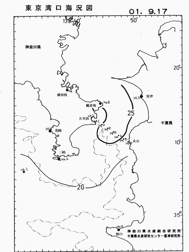 海況図, 東京湾口海況図 検索結果, (水温分布 等を図示)