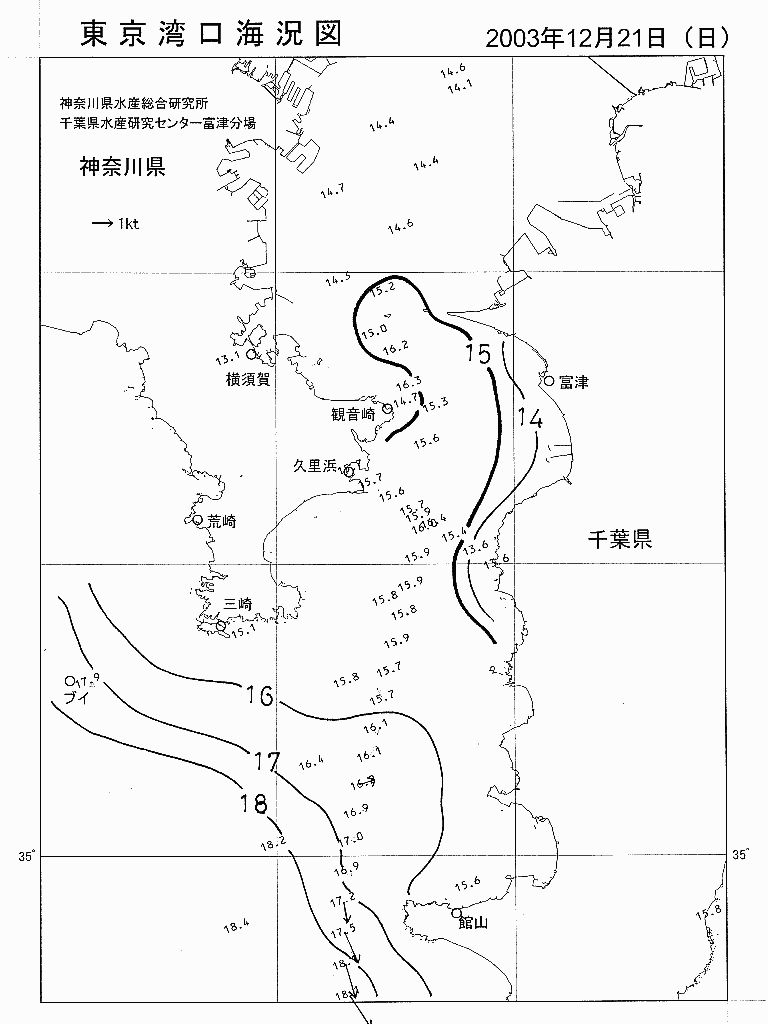 海況図, 東京湾口海況図 検索結果, (水温分布 等を図示)