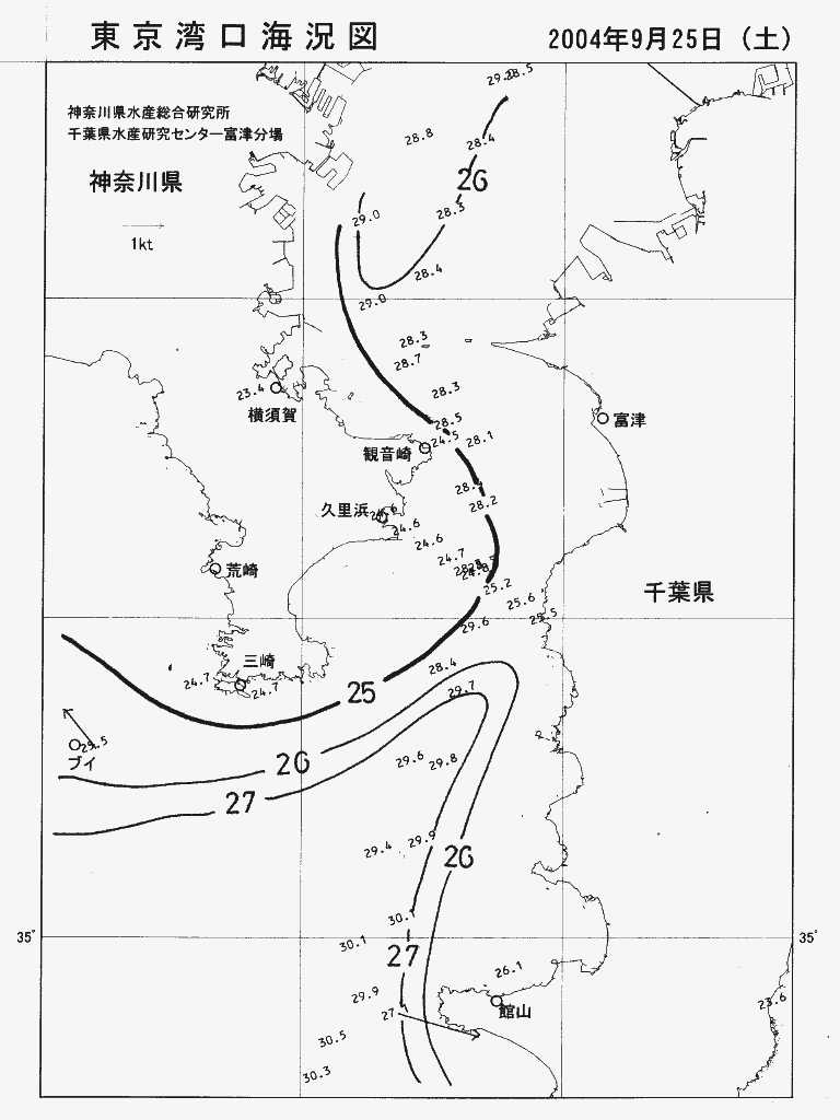 海況図, 東京湾口海況図 検索結果, (水温分布 等を図示)