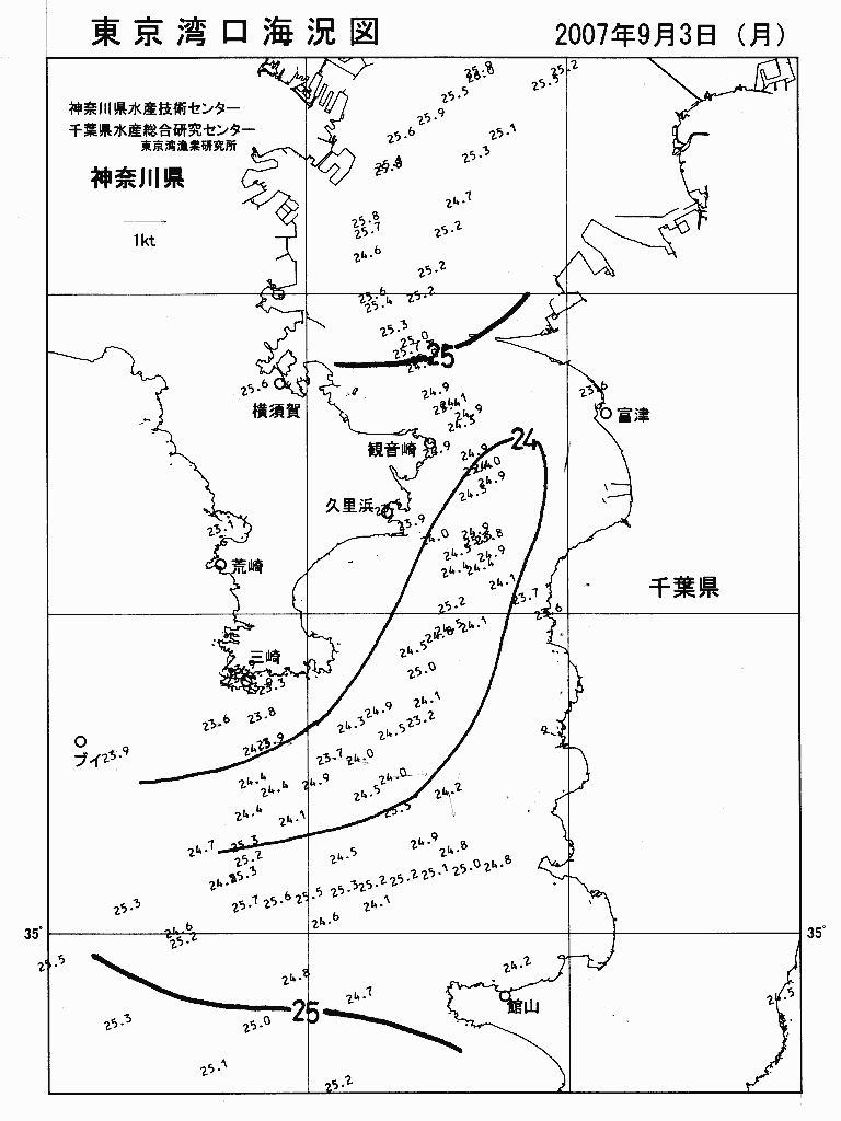 海況図, 東京湾口海況図 検索結果, (水温分布 等を図示)