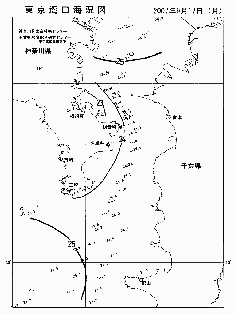 海況図, 東京湾口海況図 検索結果, (水温分布 等を図示)