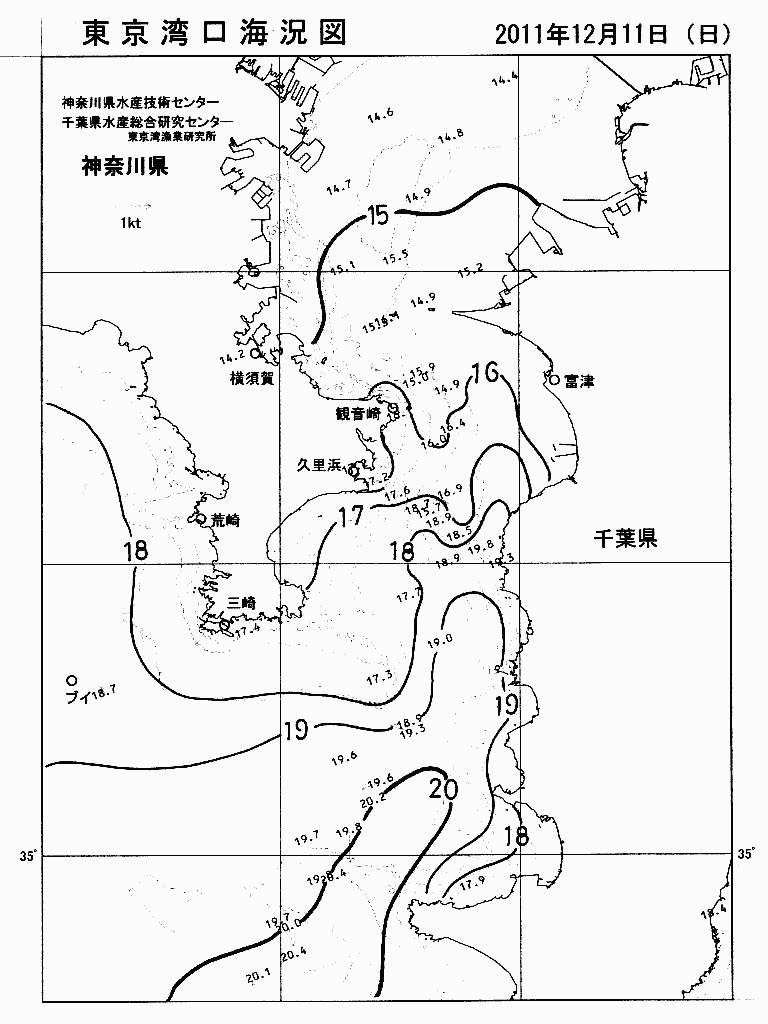 海況図, 東京湾口海況図 検索結果, (水温分布 等を図示)