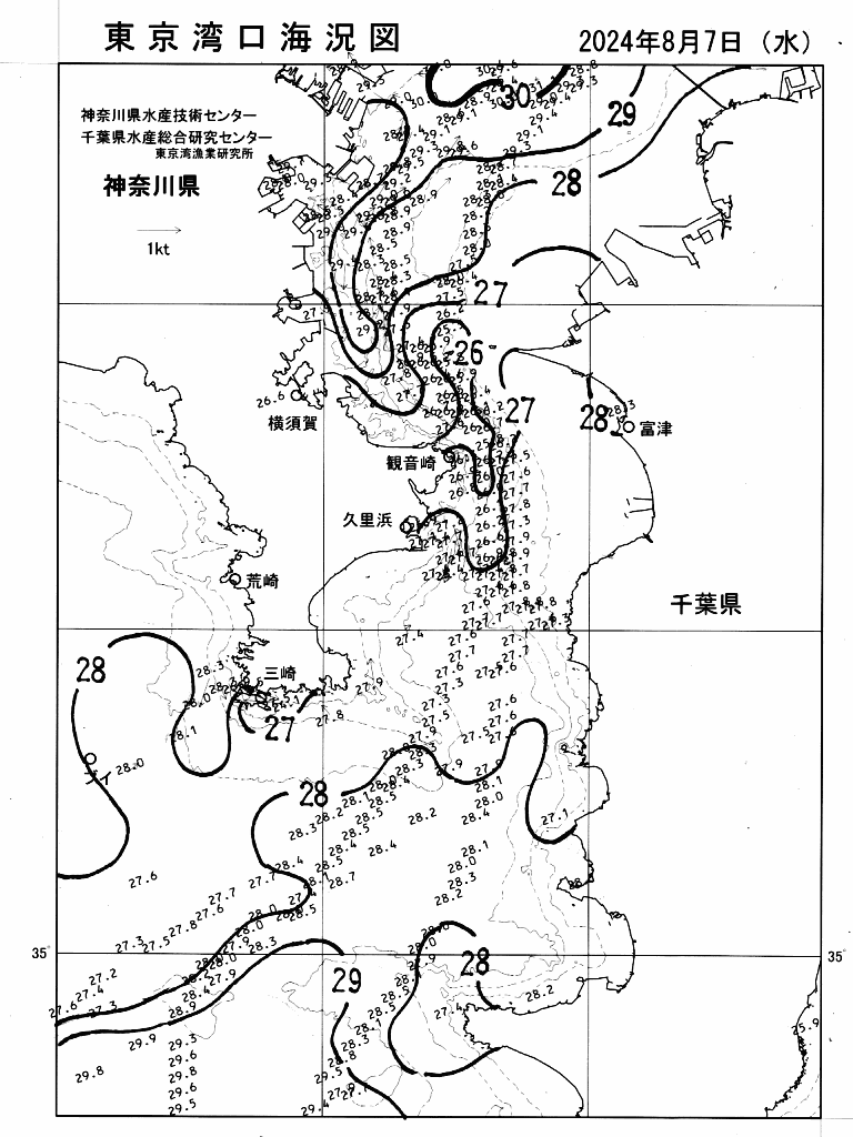 海況図, 東京湾口海況図 検索結果, (水温分布 等を図示)