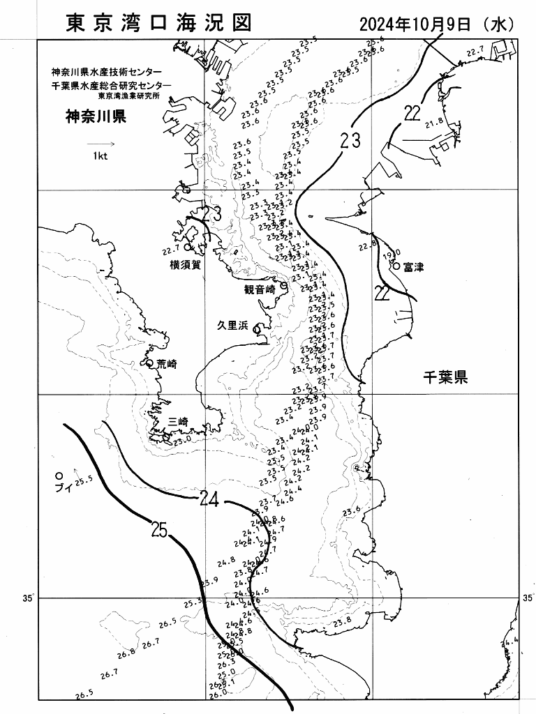 海況図, 東京湾口海況図 検索結果, (水温分布 等を図示)